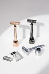 Premium Metal Double Edge Safety Razor with Stand and 5 Extra Blades