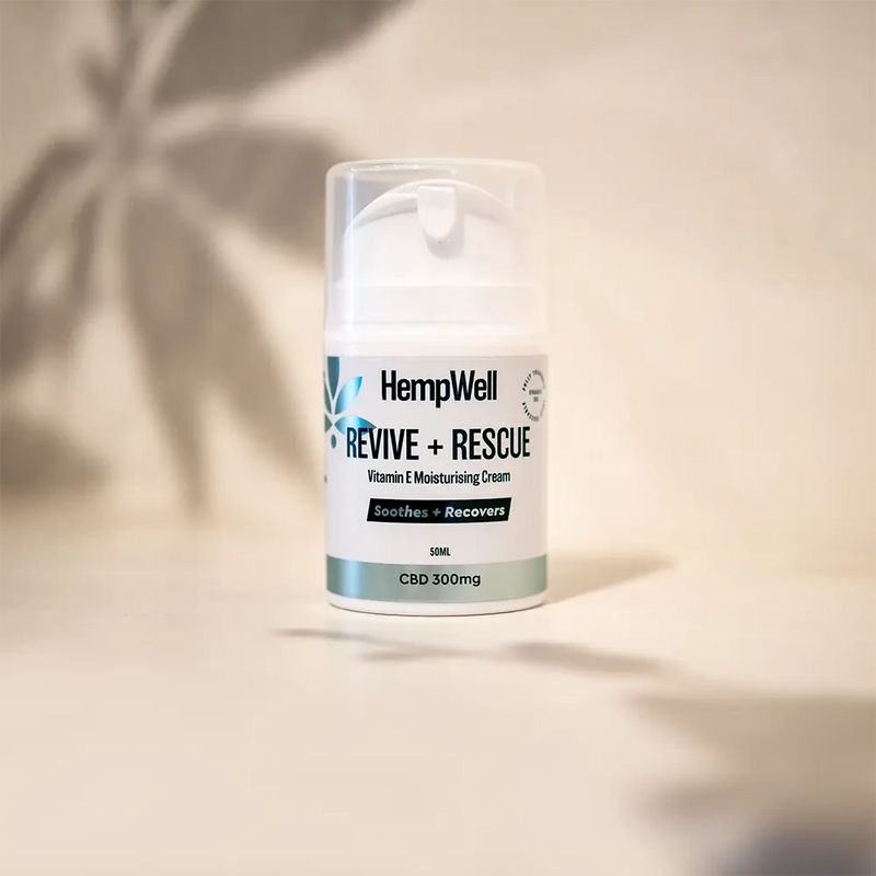 HempWell Rescue &amp; Revive CBD Face Cream | 300mg CBD | 50ml Bottle