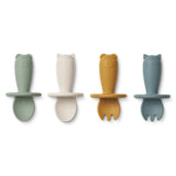 Liewood | Avril Baby Cutlery 4-Pack - Faune Green Multi Mix | A LITTLE FIND