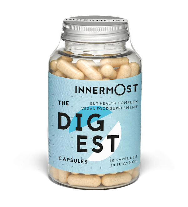 The Digest Capsules. These daily capsules contain probiotics and prebiotics to encourage the growth of good gut bacteria, with digestive enzymes and ginger to improve digestion and reduce bloating.