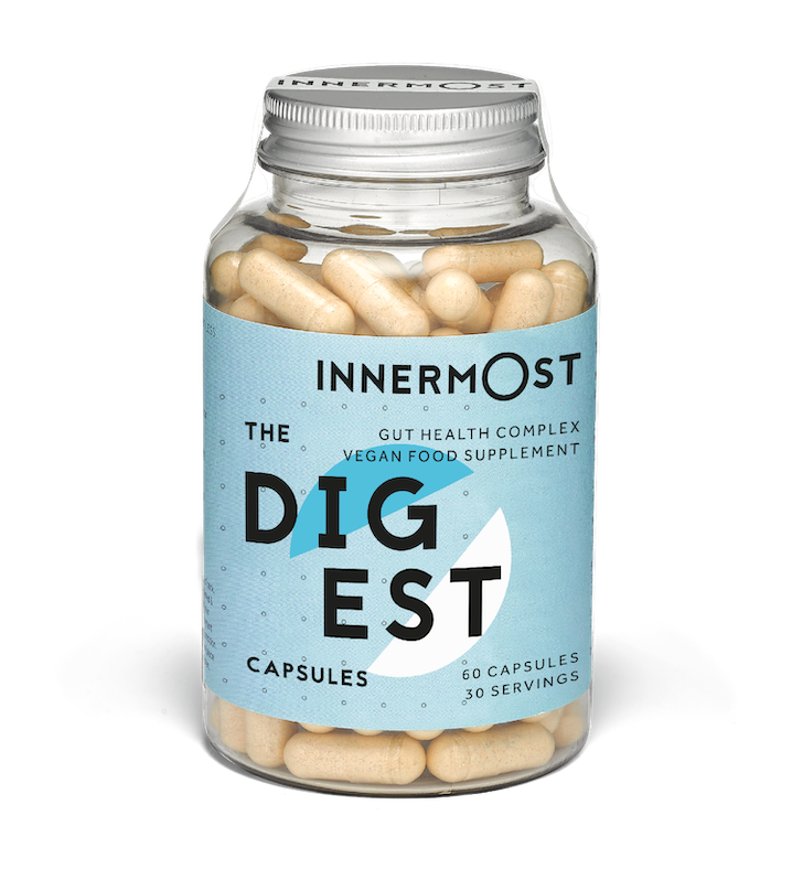 The Digest Capsules. These daily capsules contain probiotics and prebiotics to encourage the growth of good gut bacteria, with digestive enzymes and ginger to improve digestion and reduce bloating.