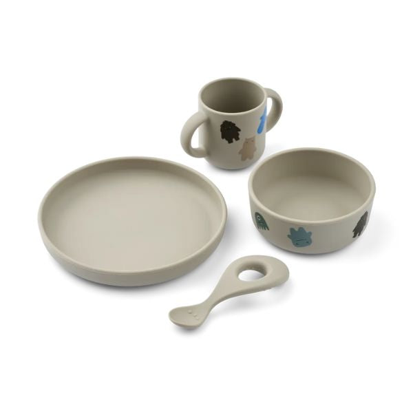 Liewood | Vivi Printed Tableware Set - Monster/Mist | THE FIND