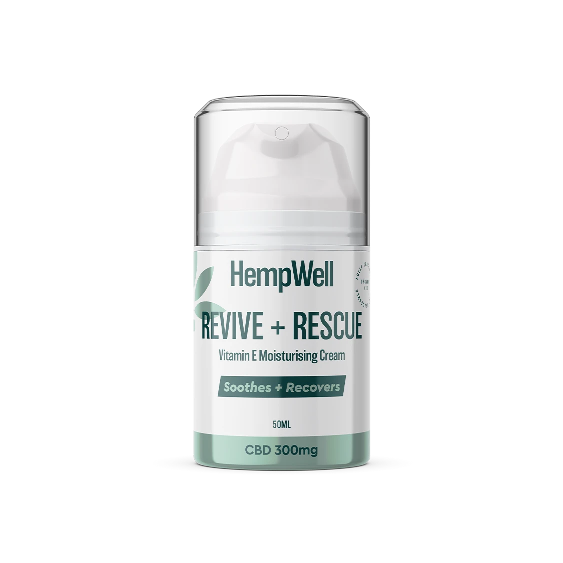 HempWell Rescue &amp; Revive CBD Face Cream | 300mg CBD | 50ml Bottle