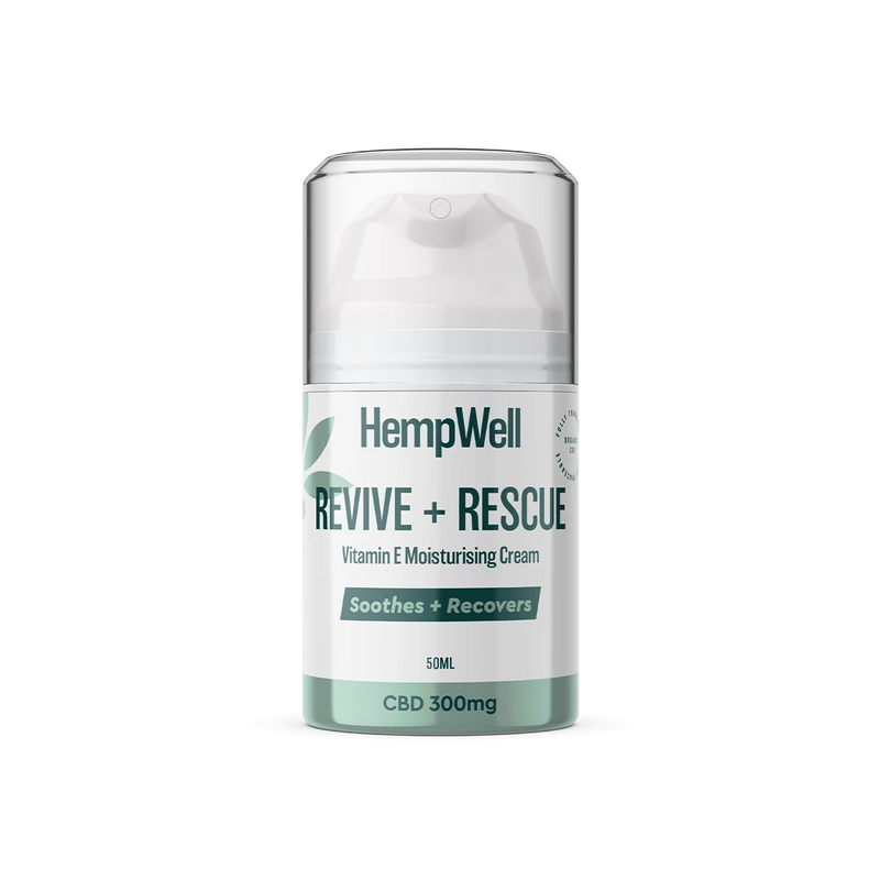 HempWell Rescue &amp; Revive CBD Face Cream | 300mg CBD | 50ml Bottle