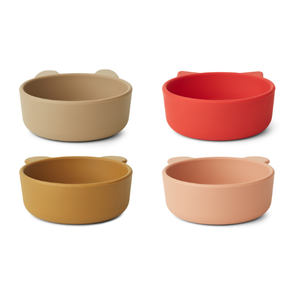 Iggy Silicone Bowls - 4 Pack - Apple Red/Tuscany Rose Multi Mix