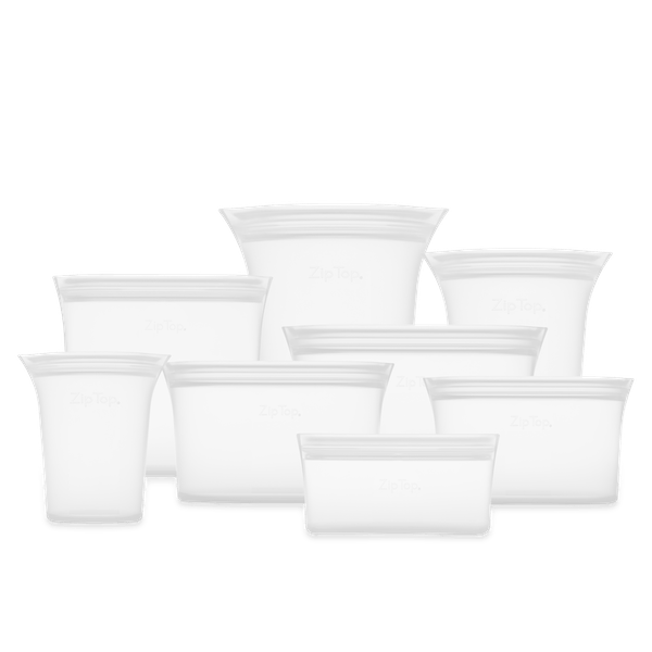 Zip Top | Reusable Silicone Bag Set x 8 - Frost | A Little Find
