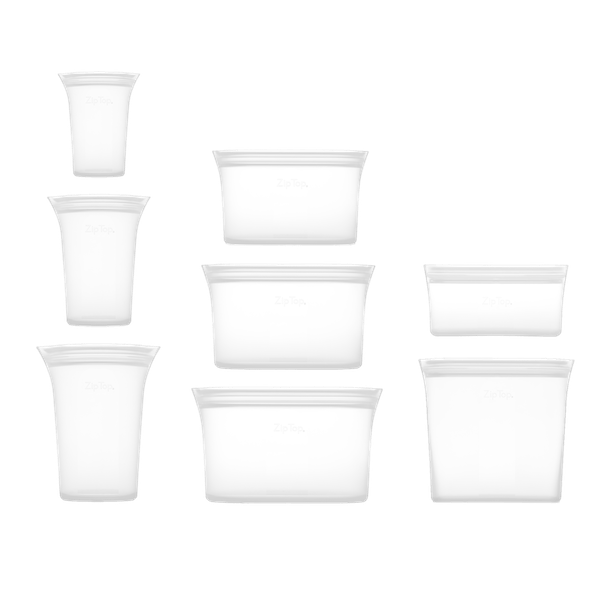 Zip Top | Reusable Silicone Bag Set x 8 - Frost | A Little Find
